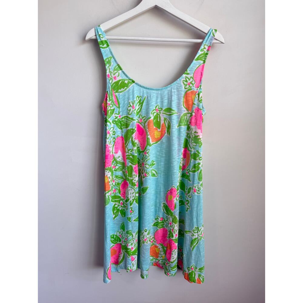 Lilly Pulitzer Carmel Pool Sleeveless Scoop Neck Tank Dress Blue Pink Lemonade M - Picture 6 of 7